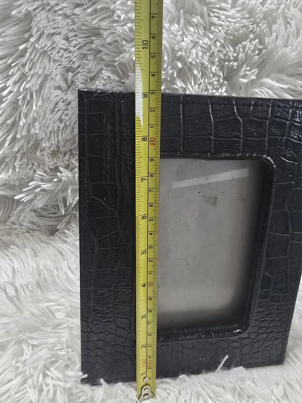 Textured Black Faux-Croc Photo Frame